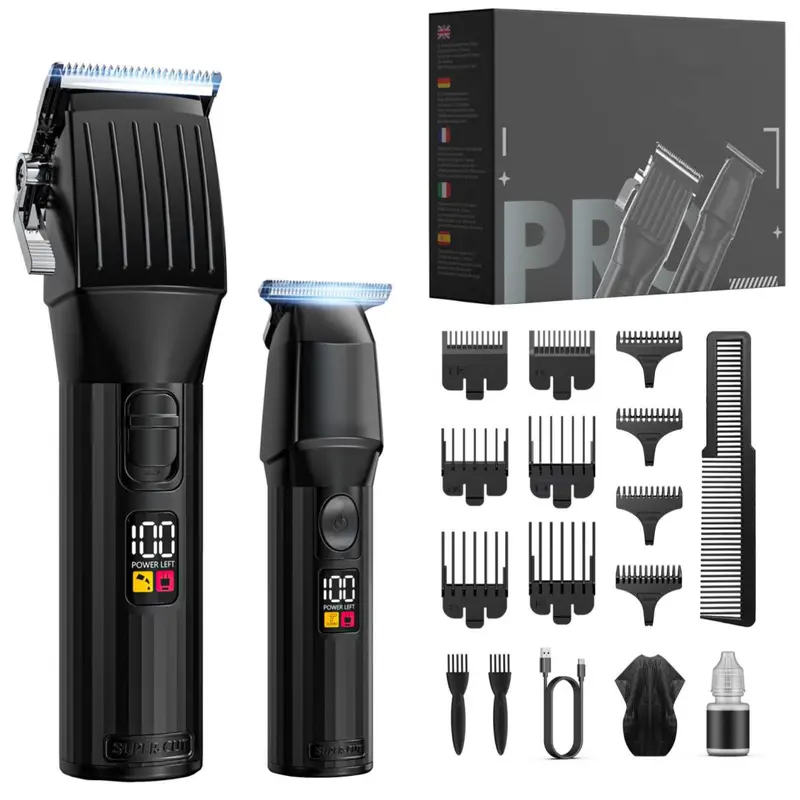 Professional Hair Clipper Kit | Cordless LCD Trimmer