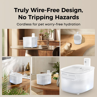 Rechargeable Battery Wireless Cat Water Fountain Operated Cordless Pet Water Fountain