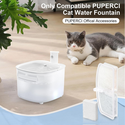 3 Pack Replacement Filters & 3 Pack Replacement Pre-Filter Sponges Filters for PUPERCI Wireless Cat Water Fountain
