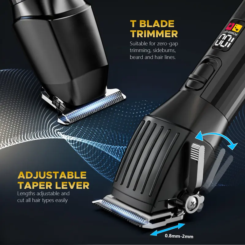RACEFUN Black Professional Cordless Rechargeable Hair Clipper Set with LED Display Electric Trimmer Kit for Men Women USB Charging Barber Starter Gift Quality Trimmer with LED Light Groin new Electric Hair Trimmer trimmers women barber equipment