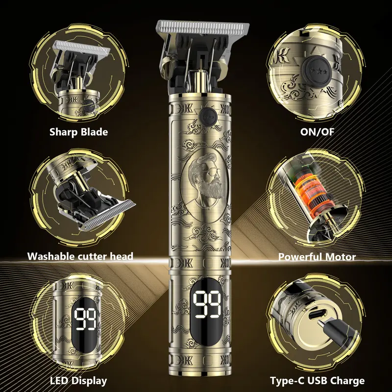 Professional Hair Clipper Set Cordless Trimmers with LCD Display Electric Rechargeable Shaver Gift for Women Men Hair Ball Trimmer Kit New USB Hair and Beard Clippers Groin Pubic Trimmer Barber Starter Set Halloween Home Haircut Quality bikini body