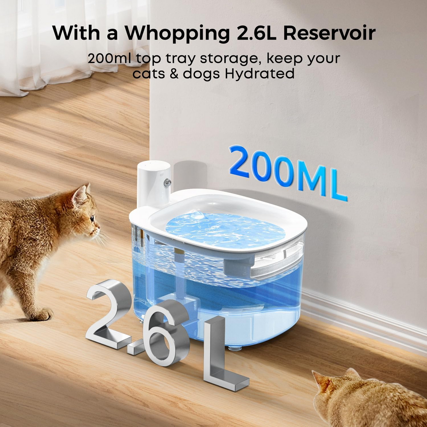 Rechargeable Battery Wireless Cat Water Fountain Operated Cordless Pet Water Fountain