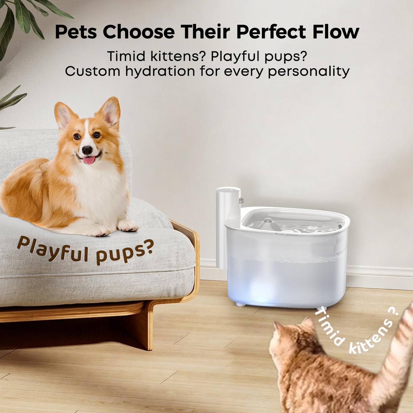Rechargeable Battery Wireless Cat Water Fountain Operated Cordless Pet Water Fountain